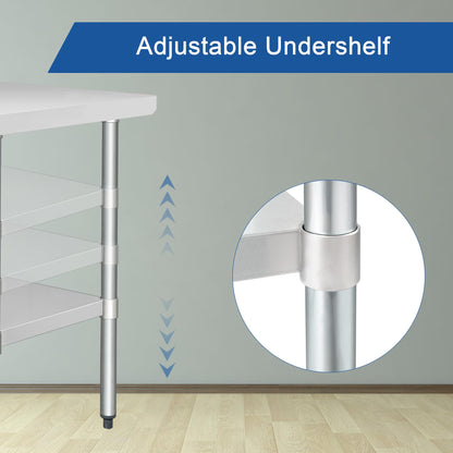 HARDURA Stainless Steel Table with Backsplash Metel Prep Table Commercial Kitchen Workbench 24x60 Inches NSF