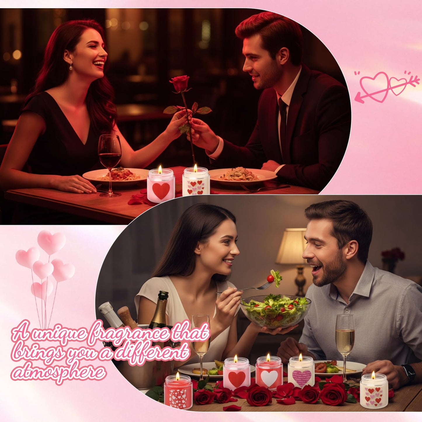 Sumind 6 Pcs Valentine's Scented Candle Gifts for Her Girlfriend Wife Long Lasting Burning Aromatherapy Heart Candle for Men Husband Boyfriend Romantic Anniversary Candles Gifts Valentine Deco