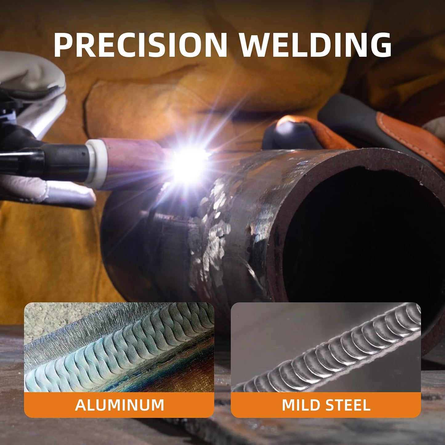 PANERGYRIC Aluminum MIG Welder with Dipulse 300A 110V/220V Dual Voltage 5 in 1 Multifunctional Welding Machine Gas/Gasless Flux MIG/Pulse MIG/Lift TIG/Stick with LCD Digital Display
