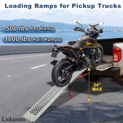 LIEKUMM 67" ATV Ramps 2-Pack, 1000 lbs Capacity Folding Loading Ramps 500 lbs Each, Heavy Duty Steel Truck Ramps for Pickup Trucks, Trailer, Lawn Mower