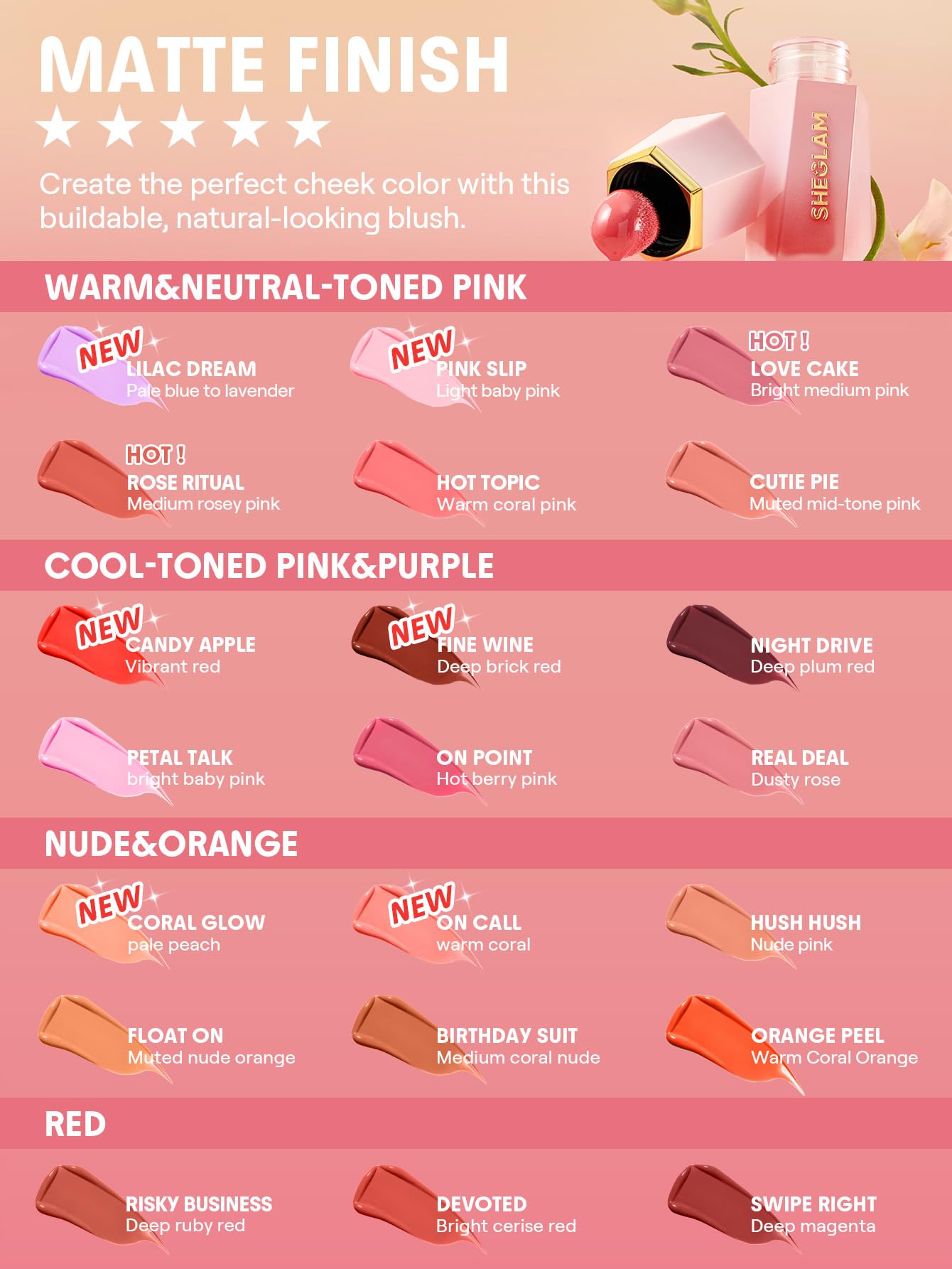 SHEGLAM Color Bloom Liquid Blush-Candy Apple