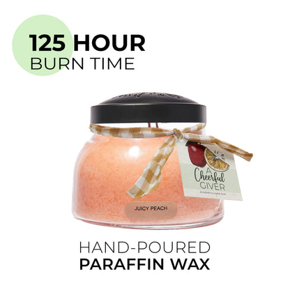 A Cheerful Giver - Juicy Peach Mama Scented Glass Jar Candle (22oz) with Lid & True to Life Fragrance Made in USA