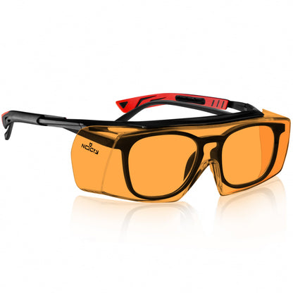 NoCry Blue Light Blocking Safety Glasses Over Eyeglasses with 100% UV Protection — UV Light Protection with Anti-Fog & Anti-Scratch Lenses; ANSI Z87.1 Certified — Adjustable Temples with Anti-Slip Tip