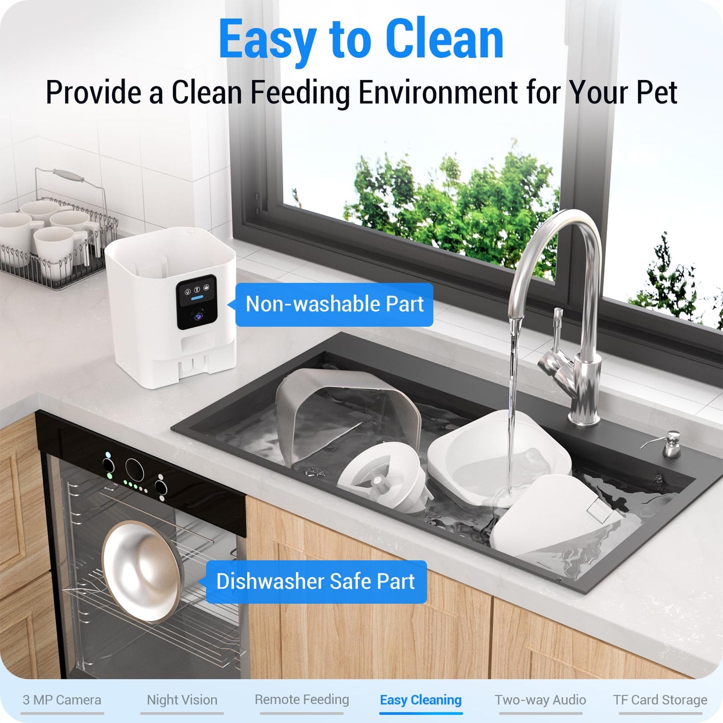 Frienhund Automatic Cat Feeder with 2K Camera: 5G WiFi Automatic Dog Feeder with Night Vision, Auto Cat Food Dispenser with 7L Large Pet Food Storage for Multiple Pet,Detachable for Easy Clean -29 Cup