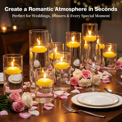 24 Pack Citronella Floating Candles for Centerpieces, Total 150 Hours Burn Time, 2 Inch Scented Water Candles for Pool, Outdoor & Patio, Wedding & Spa Decor, Smokeless & Dripless, Cotton Wick