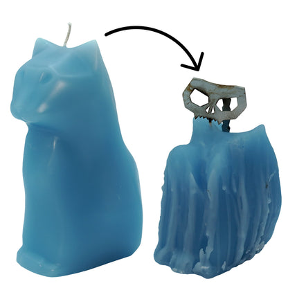 Hidden Skeleton Cat Candle (Blue)