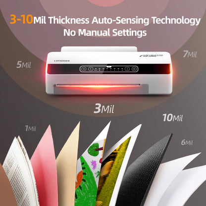 F55 Pro 6 Roller 13" Professional Laminator Machine with Auto-Sensing Technology, Handles 3-10Mil Thick Pouches, 1-Minute Warm-Up, Jam-Proof System with Auto Reverse, for Office & School Use (White)