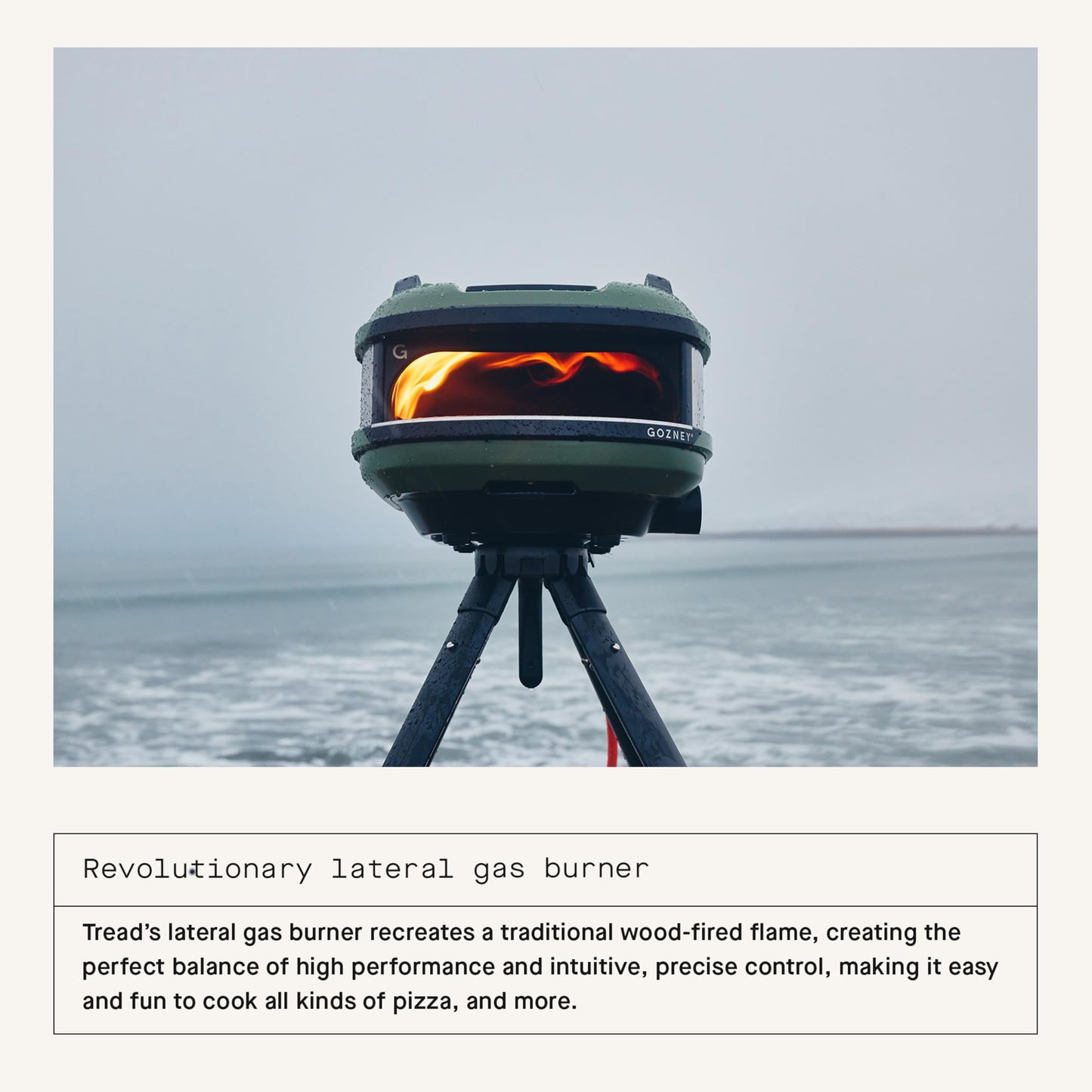 Gozney Tread Portable Pizza Oven, Olive, Makes 12” Pizzas - Revolutionary Lateral Gas Burner, Quick Heat Up, Lightweight & Rugged Design