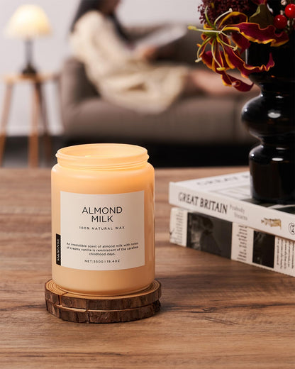M&SENSE Almond Milk Scented Candles for Home, 19.4oz 110 Hours Long Lasting Non Toxic Natural Organic Soy Wax Relaxing Scented Candle Holiday Gift for Mom Women