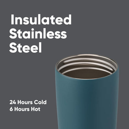 Owala SmoothSip Slider Insulated Stainless Steel Coffee Tumbler,Reusable Iced Coffee Cup,Hot-Coffee Travel Mug,BPA Free 20 oz,Grey/Blue (High Dive),(Pack of 8)
