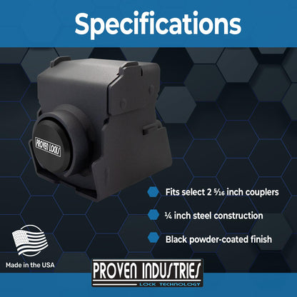 Proven Industries Model 2516 Heavy-Duty Trailer Coupler Lock for 2 5/16 Couplers – RV & Trailer Anti-Theft Lock, Made in USA