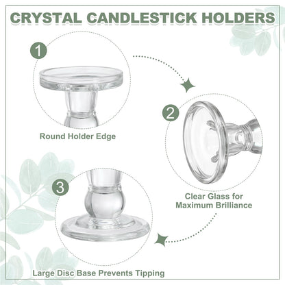 uxcell 11 cm Glass Candle Holder for Taper/Column Candles, Candle Holders Tealight Stand Candlestick for Tealight Wedding Table Centerpiece Home Decor, Transparent