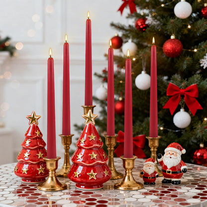 12Pack Red Taper Candles-10 inch Unscented and Dripless Dinner Candles, 8-9 Hours Burn Time, Hand Poured Tall Candlesticks-Ideal for Home Decor Weddings, Dinner Parties, Christmas Candlesticks