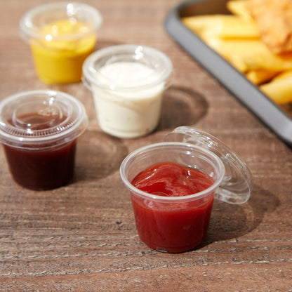 Juvale Disposable Cups with Lids - 1 oz Plastic, Clear, 500 Pack - Condiment Cups & Sauce Containers & Sample Containers