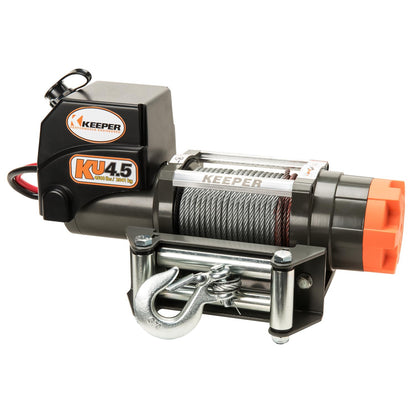 KEEPER KU4.5 12V DC 4500lb Utility Winch, Heavy-Duty Electric Winch with Integrated Sealed Solenoids, Handheld Remote Control, Durable Wire Rope, Weather-Resistant for Trucks, ATVs, and UTVs