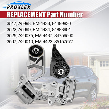 ProXlex 4PCS Engine Motor Mount & Transmission Mounts Kit for FWD Front Wheel Drive Compatible with Chevy Chevrolet Traverse & Buick Enclave 2018 2019 2020 2021 2022 2023 3.6L Replaces# 3507 3525