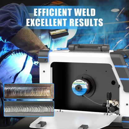 AZZUNO Aluminum 250A MIG Welder & .030" 2LBS Solid MIG Welding Wire, 6 in 1 Gas MIG/Gasless Flux Core/Stick/Lift TIG/Spot Welding/Spool Gun Compatible Welding Machine 110V/220V Large LED Display Multi