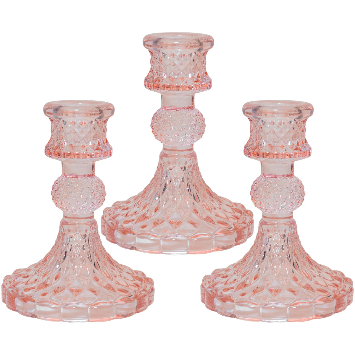 Glass Candlestick Holder Taper and Candle Holder Desktop Decoration for Wedding Dinning Party-3 pcs