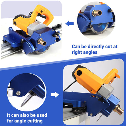 Electric Orbital Tile Cutter, 2300W Angle Grinder 8000RPM, 71" Cutting Length, Wet & Dry Blades, Bevel & Chamfer, Dual 1.05m Tracks with Suction Cups & Clamps, Water Pump & Tool Bag
