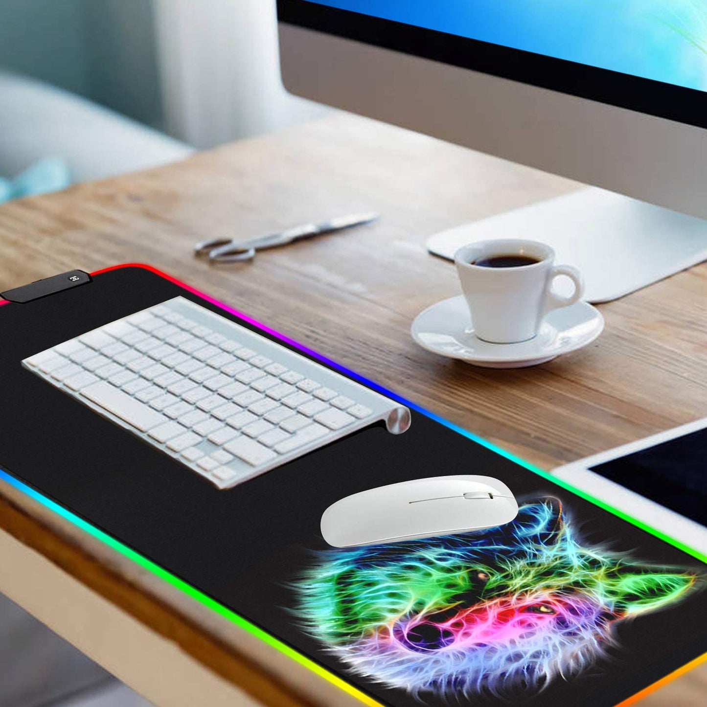 trvaago RGB Gaming Mouse Pad, 31.5 x 12 inches, Multicolor, Rubber