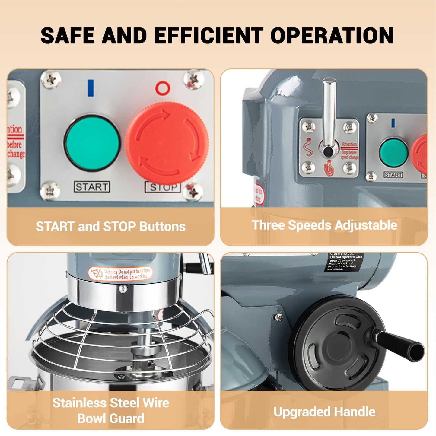 Commercial Food Mixer 15Qt, Heavy Duty Commercial Stand Mixer with 3 Speeds Adjustable, 660W Electric Dough Mixer with Stainless Steel Bowl, Dough Mixer Timing Function for Bakeries Pizzerias