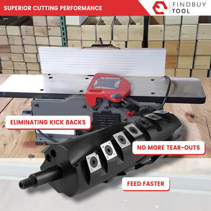 FINDBUYTOOL Helical Cutterhead for Porter Cable PC160JT 6" Benchtop Jointer with Carbide Insert Knives, 40X Longer Life, 50% Less Noise for Woodworking, Furniture Making, DIY & Professional Use