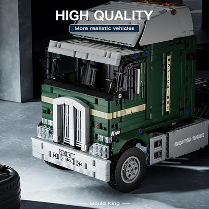 Mould King RC Tractor Truck Toy Building Block Semi Truck Toy for Aged 14+ 13202 Realistic Car Model with Motor Heavy Equipment Transporter Build and Display Blocks Kits (2181 Pieces)