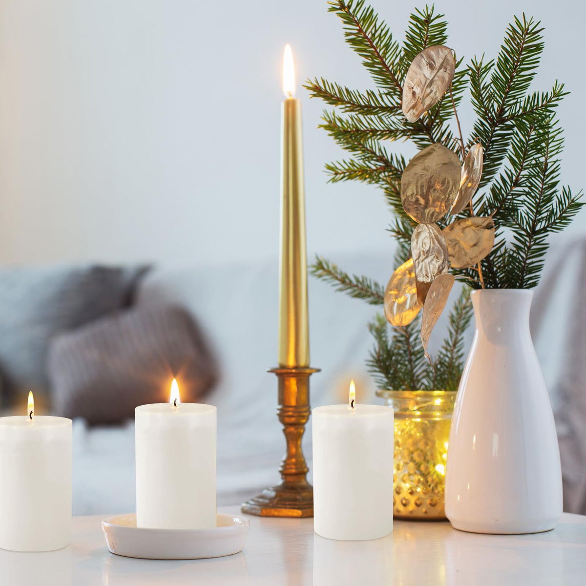 2.75“ x 4” Hand Poured Unscented Candles, Dripless Pillar Candles Set of 6, Long Burning, Clean and Neat, Burn Time Approx. 90 Hours, Rustic, Weddings, Dinner Parties, Christmas, and Home Décor
