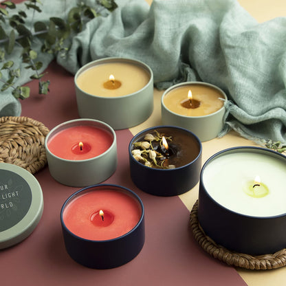 Hearth & Harbor Tin Candle Jars for Making Candles - DIY Candle Containers with Lids - Metal Candle Jars - Bulk Tins Storage for Candle (12, Navy and Sage)