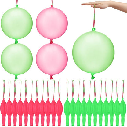 Charnoel 24 Pcs Pink and Green Gift Pink and Green Punch Balloons Bounce with Rubber Band Handle Witch Party Punching Balloons with Colored Rubber Band Handle for Birthday