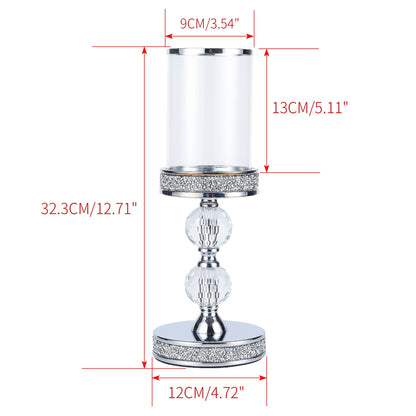 Candle Holders for Pillar Candle, Pillar Crystal Candle Holders, Candlesticks Holder for Wedding, Dining Coffee Table, Centerpieces, Home Decor CH00XM