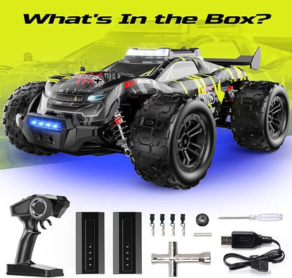 DEERC 1611 1/14 Fast Brushless RC Car for Adults 43 MPH High Speed 4x4 Off-Road RC Truck Waterproof Monster Truggy All Terrain Remote Control Drift Car for Boys 8-12 2 Batteries 3S Lipo Compatibl