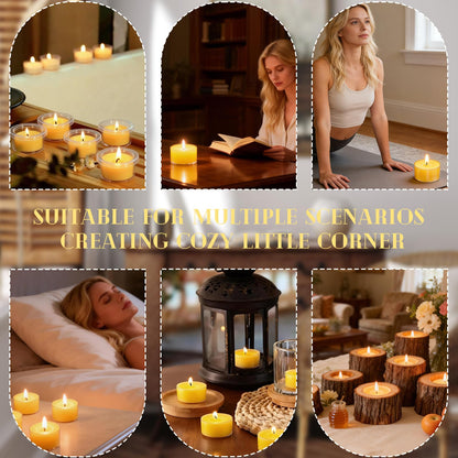 6 Hours Beeswax Tealight Candles, 48 Packs Pure Beeswax Candles Extended Burn Time Beeswax Tea Lights Burn Evenly and Clean Bees Wax Tealight Candles Bulk for Relaxing Air Purification