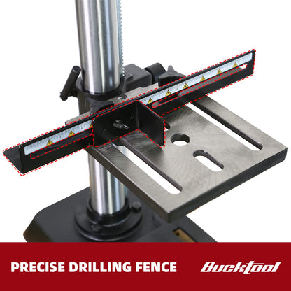 BUCKTOOL 10-Inch Drill Press 6.2 Amp 3/4 HP Bench Drill Press 5-Speed Benchtop Drilling Machine with LED Work Light