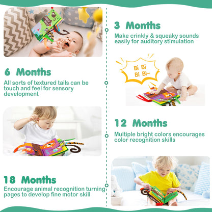 beiens Baby Books Toys, Touch and Feel Crinkle Cloth Book for Infant Baby 0-3-6-12-18 Months, Early Development Interactive Stroller Soft Toys, Easter Basket Essentials Shower Gifts for Boys Girls