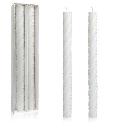 Dripless Taper Candles Unscented White Spiral Candles Smokeless 10 Inch Long Lasting Burn Candlesticks for Home Decoration Christmas Gifts(2Pcs)