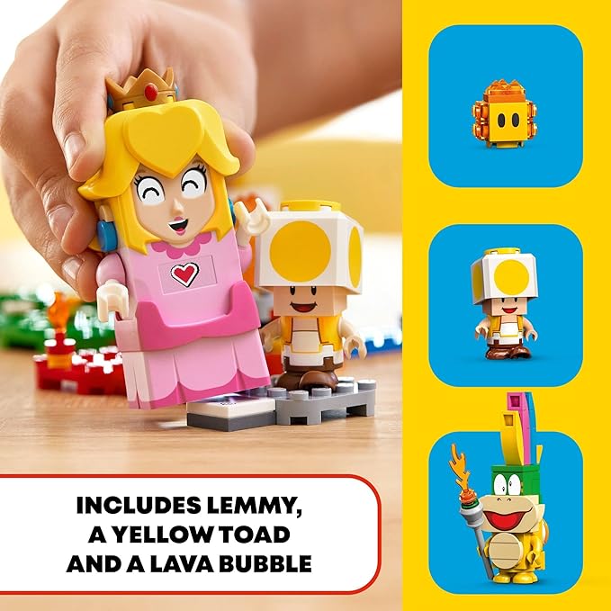 LEGO Super Mario Adventures with Peach Starter Course Buildable Game Toy with Interactive Figure Yellow Toad &amp Lemmy Birthday Gift Idea for Kids Girls &amp Boys 71403