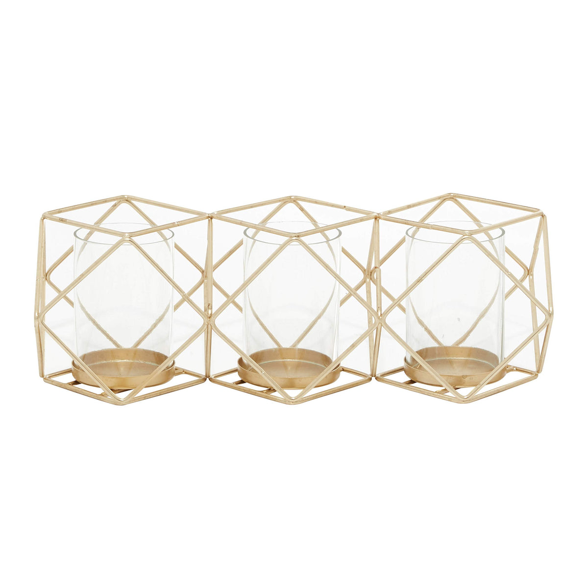 Deco 79 Modern Metal Solid Candle Holder, 15" x 5" x 5", Gold