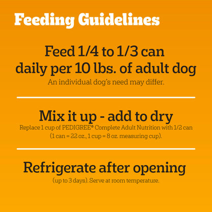 Pedigree Chopped Ground Dinner Adult Canned Soft Wet Dog Food Beef Flavor, 22 oz. Cans (12 Count, Pack of 1)