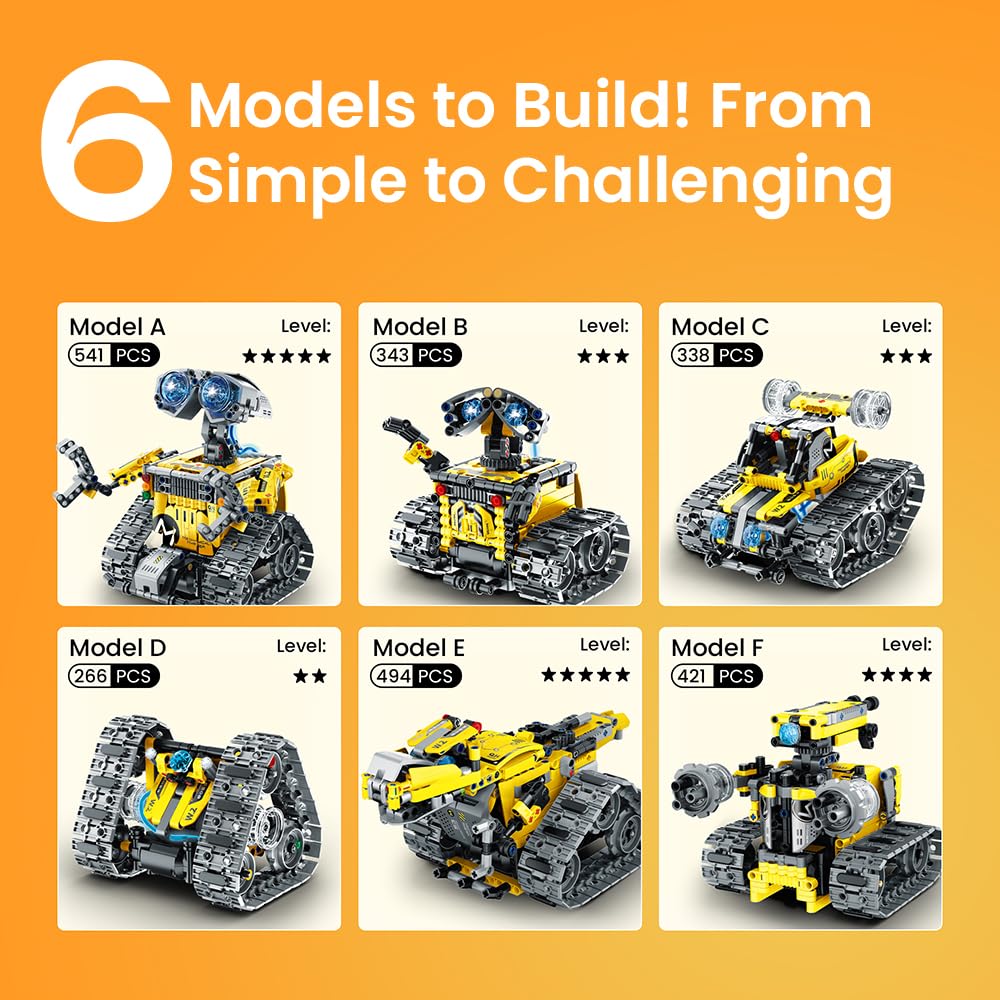 Sillbird Robot Building Kit with Remote Control Gifts for Kids Boys Ages 8-13, Coding STEM Robotic Technic Racer Car Toys for Birthday, Build 6in1 Model with 631 Pieces