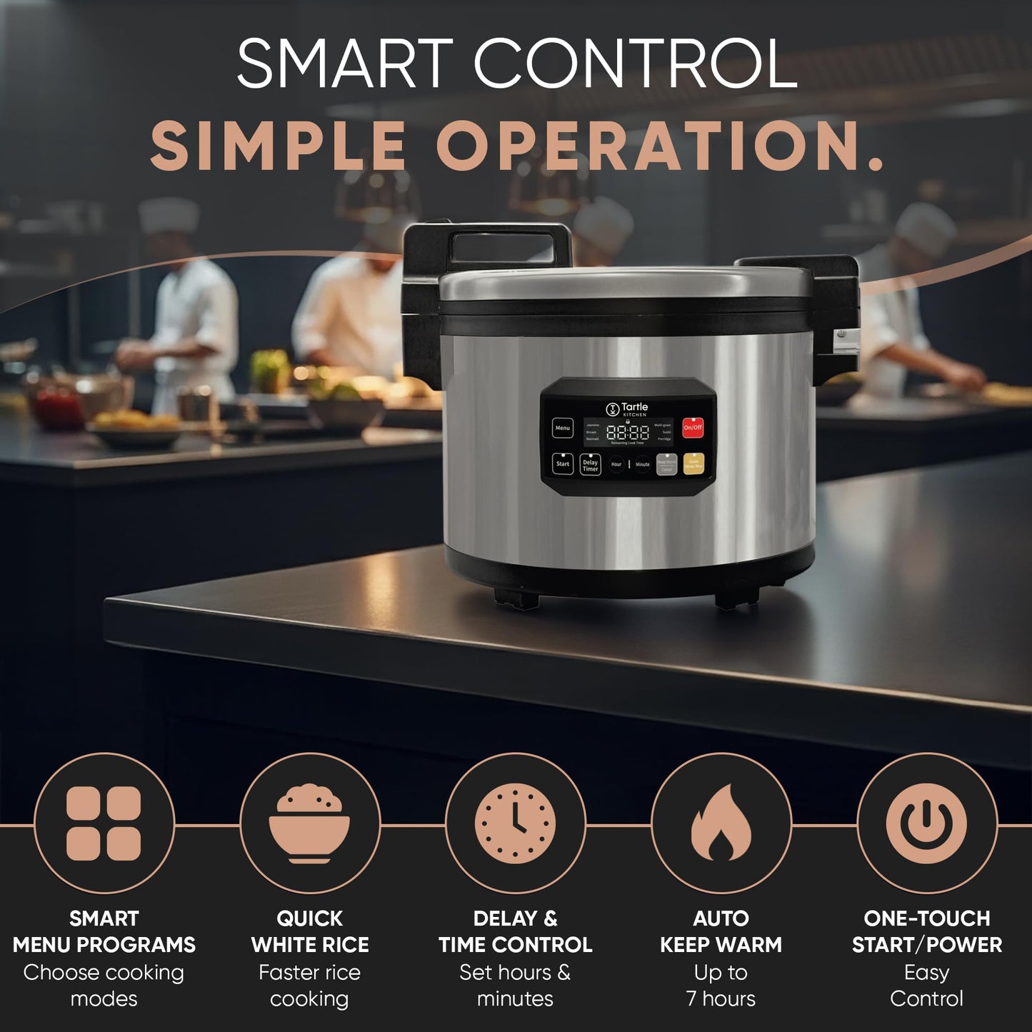 Commercial Large Multi-Function Rice Cooker - Professional 64 Cup Cooked (32 Cup Uncooked) Rice Maker Cooker With Non Stick Pot & Hinged Lid - Brown Rice, Sushi Rice and more