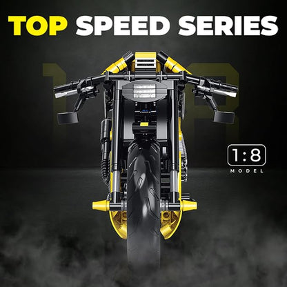 MJDDJA 1:8 Muscle Motorcycle Car Building Set for Adults Kickstand for Display Muscle Bike Chopper Building BlocksHome Office DecorGift for Adults Birthday(554PCS)