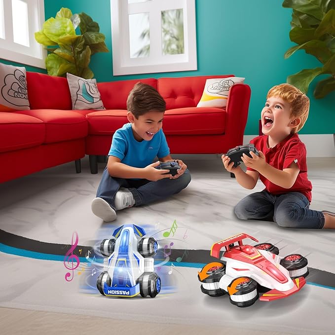 Upgraded Remote Control Car 360° Spins RC Car 2- in-1 Anti-Gravity RC Racer Wheelie Drift Stunt Car with Lights&ampMusic Birthday Gifts Toys for 6 7 8 9 10 11 12 Year Old Boys