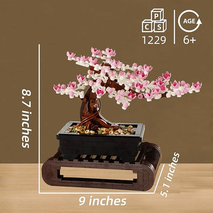 Vamuss 3-In-1Le-go Bonsai Tree Building SetCherry Blossom Tree Building SetDIY Plant Model Botanical Collection Design Kit for AdultsCreative Gift for Home Décor and Office Art