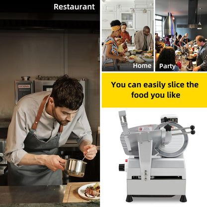 Commercial Automatic Meat Slicer 10 Inch - Electric Deli Slicer with 240W+430W Dual Motor, 0-16mm Adjustable Thickness, Stainless Steel Blade, Meat Slicer Machine for Home Kitchen, Deli, Restaurant