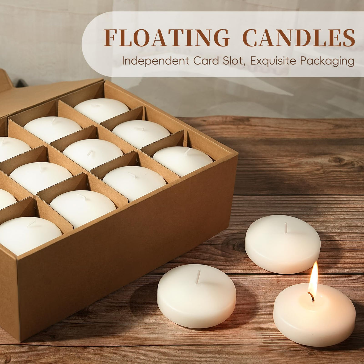 3 inch Floating Candles 36 Packs Black Floating Candles 8-9 Hours Floating Candle for Centerpieces 3” Water Candles for Cylinder Vases, Pool, Wedding, Party