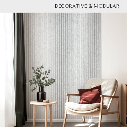 VIVELDA Felt Bulletin Board Tiles 48"x36" - 12-Pack Cork Board Alternative, Oeko-TEX Certified, NRC 0.95 Acoustic Wall Panels, Damage-Free Adhesive, Slatted Design, Home Office & Classroom (Marble)