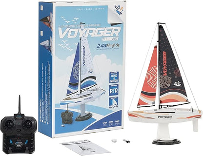 Voyager 280 2.4GHz RC Motor Powered Sailboat in Red - 17.5 Tall