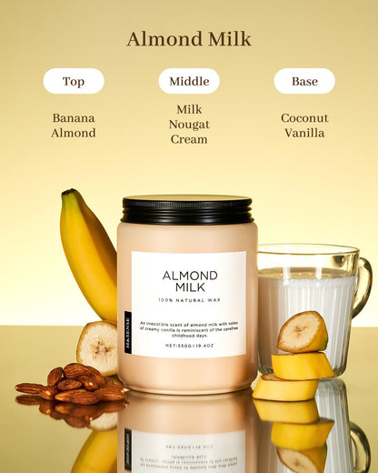 M&SENSE Almond Milk Scented Candles for Home, 19.4oz 110 Hours Long Lasting Non Toxic Natural Organic Soy Wax Relaxing Scented Candle Holiday Gift for Mom Women