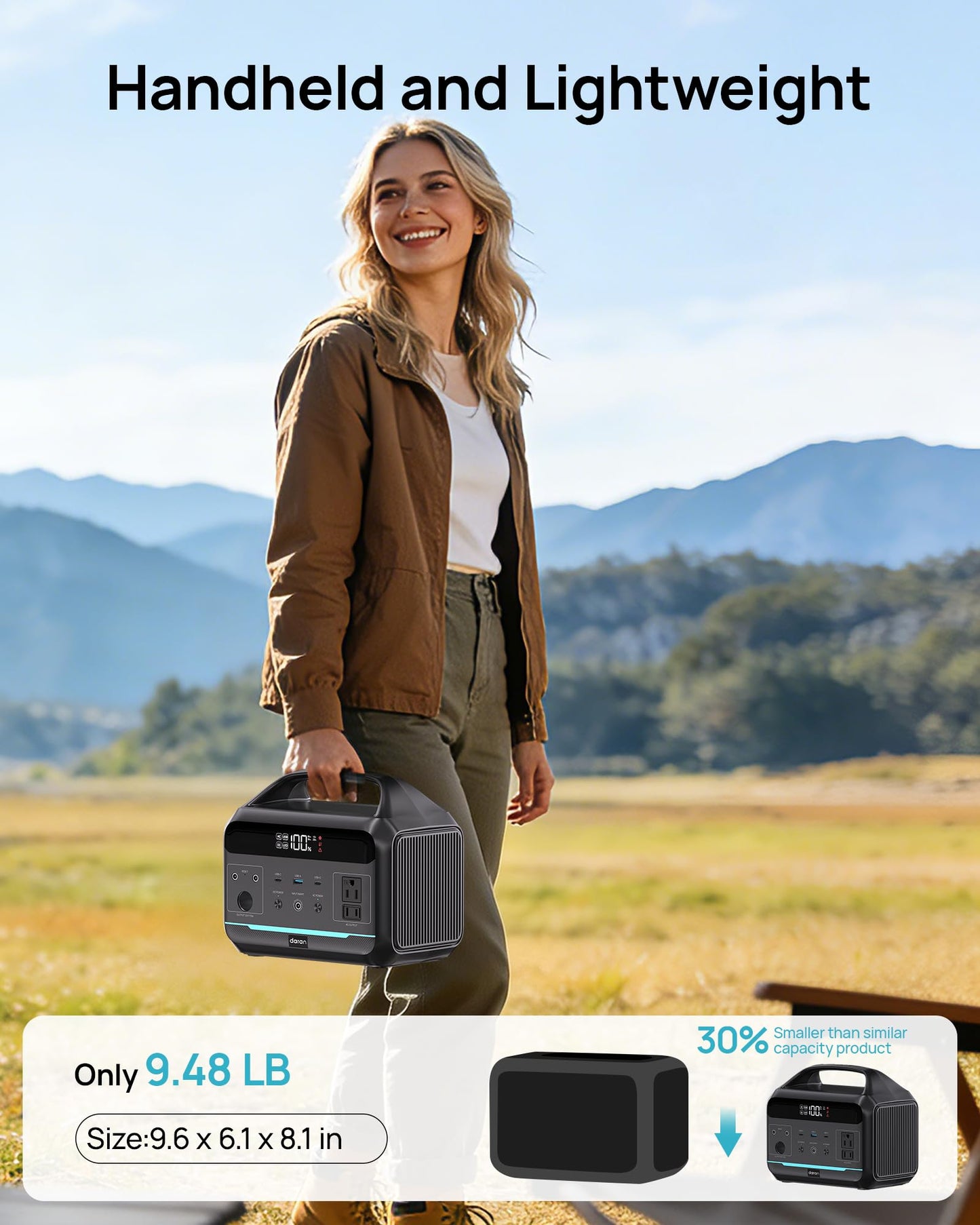 Portable Power Station 500W (Surge 1000W), 299Wh LiFePO4 Power Bank with AC Outlet, 1.2hrs Fast Charging, Solar Generator with 8 Output Ports for Camping, RV Travel, CPAP, Emergency